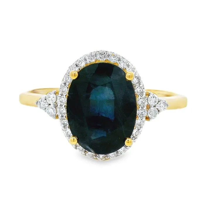 Ring - 14 kt. Yellow gold - 2.41ct. tw. Sapphire - Diamond