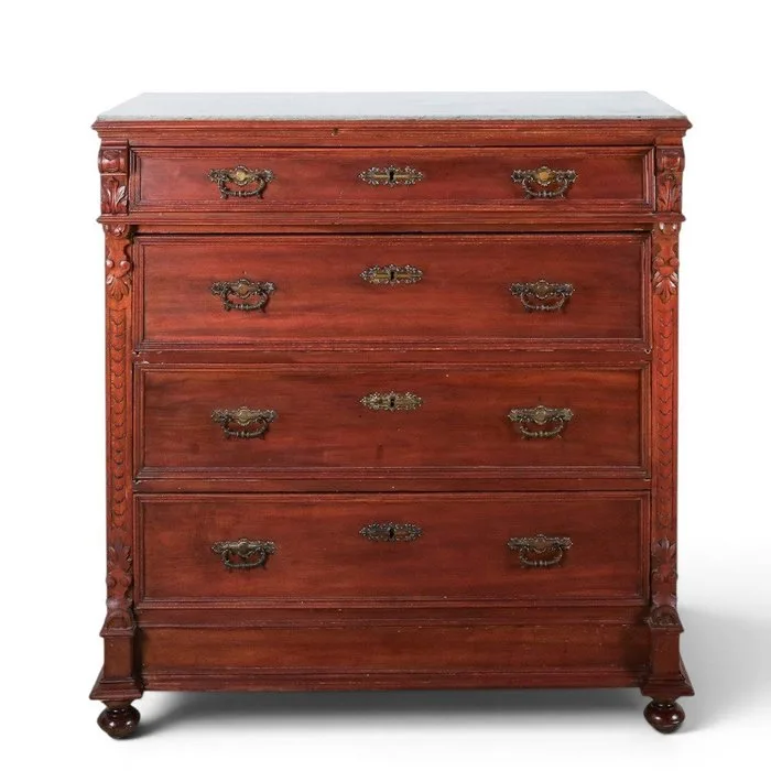 Chest of drawers - Bronze, Walnut - Romantic - 19th Century