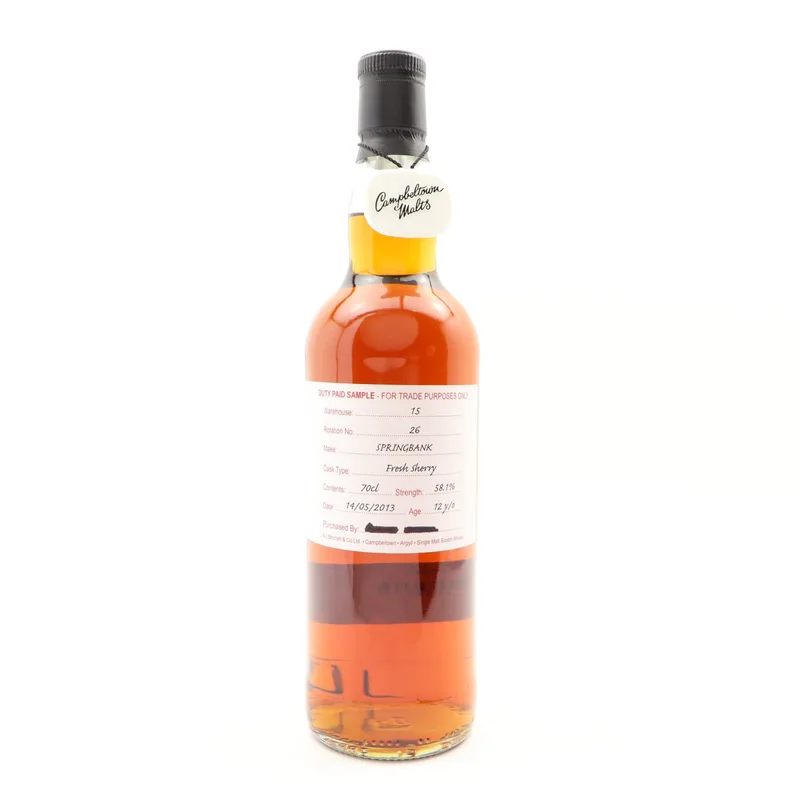 Springbank – 2013 12 Year Old Duty Paid Sample