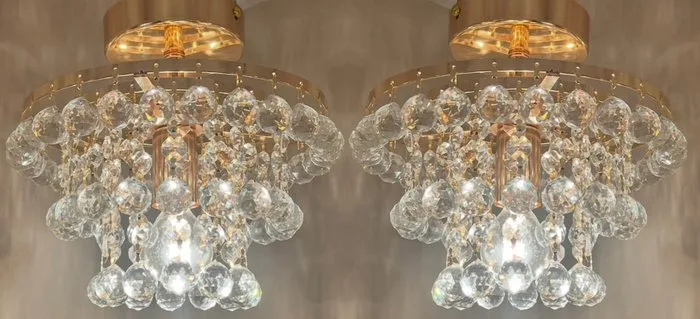 Swarovski - Chandelier (2) - Crystal, Gold leaf
