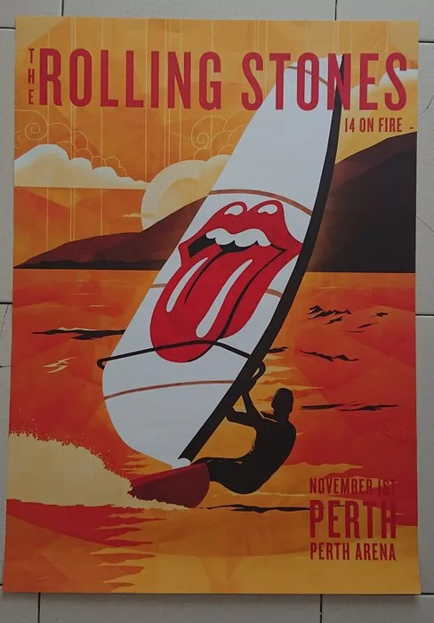 Anonymous - Rolling Stones cartel gira 14 On Fire,Perth,sellos - 2000s