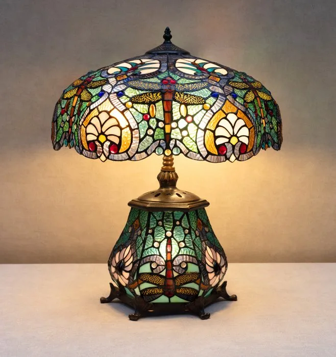Lamp - Tiffany style - Dragonfly - Stained glass