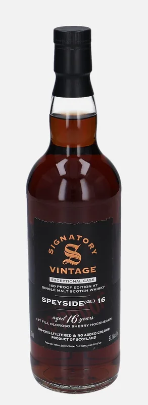 Speyside (GL) – 16 Year Old Signatory Vintage Scotch Whisky Co. Exceptional Cask Series 100 Proof Edition #7 (70cl, 57.1%)