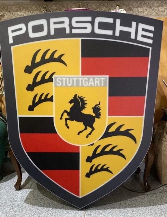 Porsche shield sign - reproduction - Lighted sign - Metal