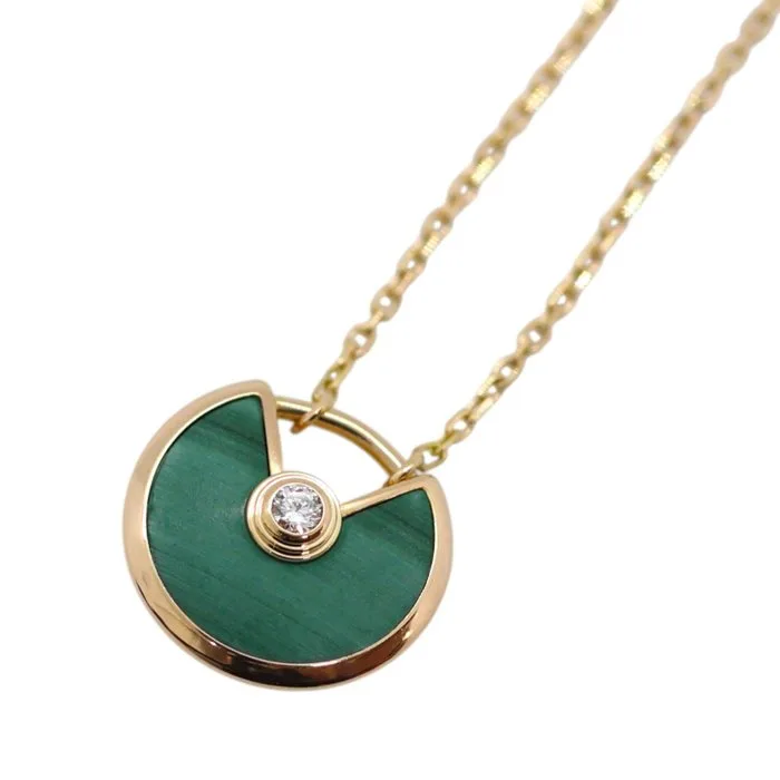 Cartier - Necklace with pendant - Amulette - 18 kt. Rose gold - Diamond / Malachite