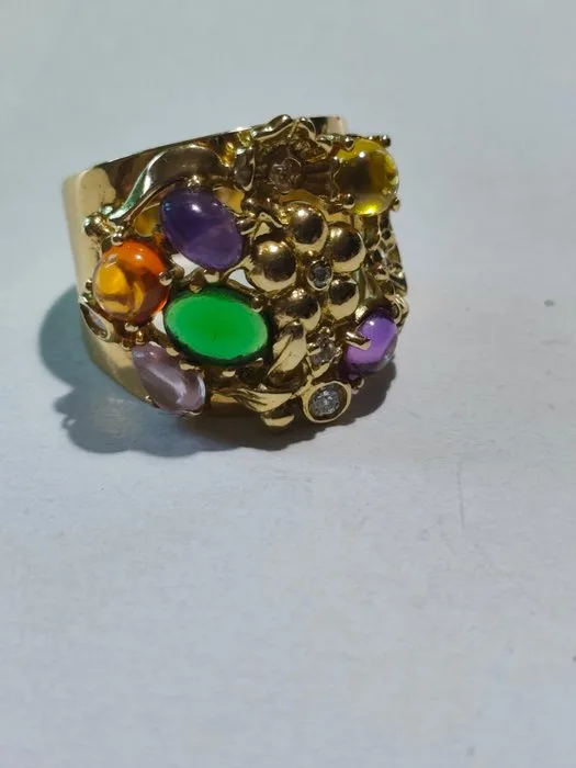 Cocktail ring - 18 kt. Yellow gold - cocktail, brilliant stones