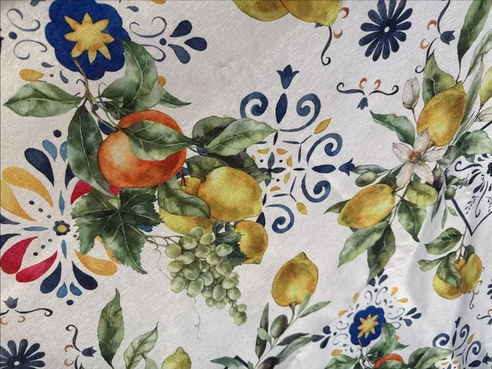 san leucio - Sunny Mediterranean fabric with lemons and seasonal fruit. - Textile - 280 cm - 250 cm