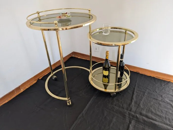 Serving trolley - Brass, Crystal - Morex