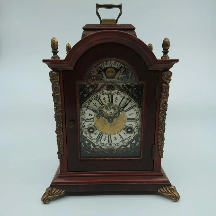 Bracket Clock with moon phases - WUBA / Warmink - Wood, Brass - 1970-1980