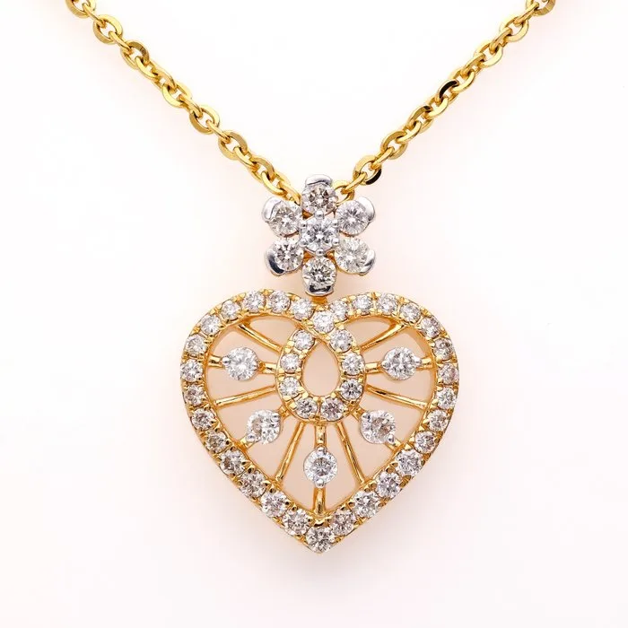 Necklace - 18 kt. Yellow gold - 0.66ct. tw. Diamond (Natural) - Necklace With Pendant