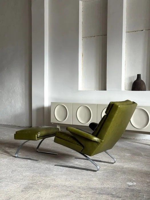 Cor - Reinhold Adolf - Armchair - Swing Armchair - Leather, Chrome-plated flat steel - Relax
