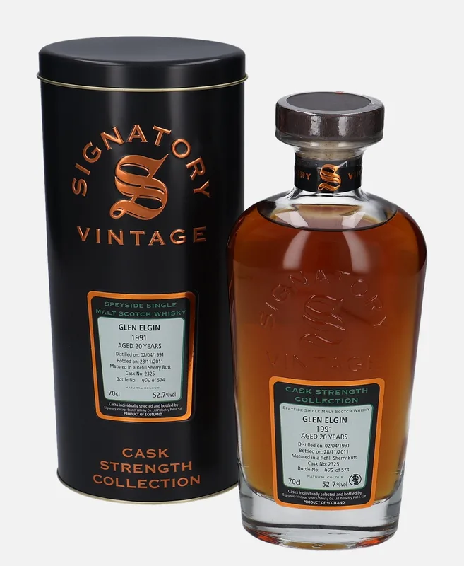 Glen Elgin – 1991 20 Year Old Signatory Vintage Scotch Whisky Co. Cask Strength Collection