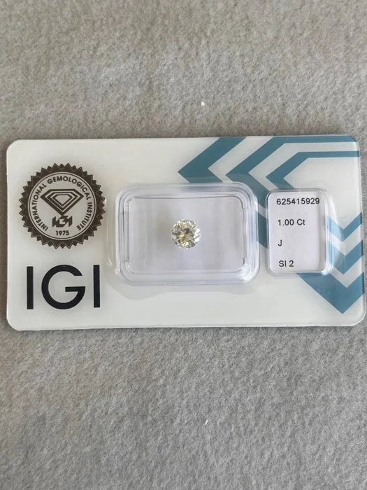 1 pcs Diamond (Natural) - 1.00 ct - Round - J - SI2 - International Gemological Institute (IGI)