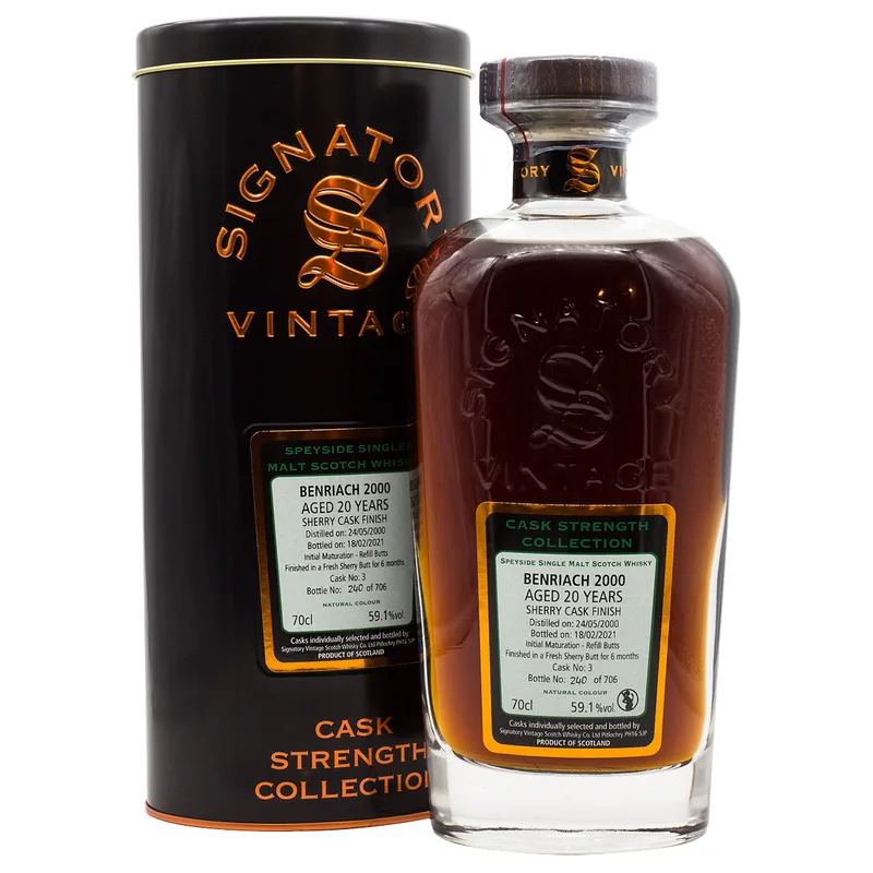 Signatory Vintage Benriach Aged 20 Years 2000/2021 Cask 3 (70cl, 59.1%)