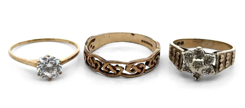 Three 9CT Gold Rings