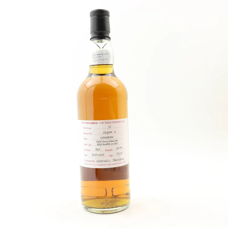Longrow – 2015 10 Year Old Duty Paid Sample (70cl, 54.7%)