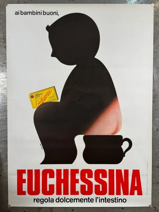 Armando Testa - Euchessina “Ai bambini buoni” | Graf. Zeppegno, litografia 1974 *