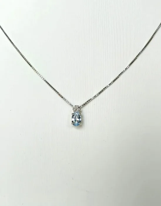 Necklace - 18 kt. White gold Aquamarine - Diamond