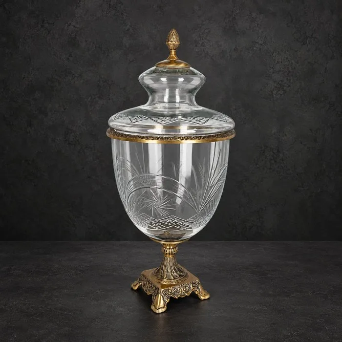 Platter - Glass, Brass