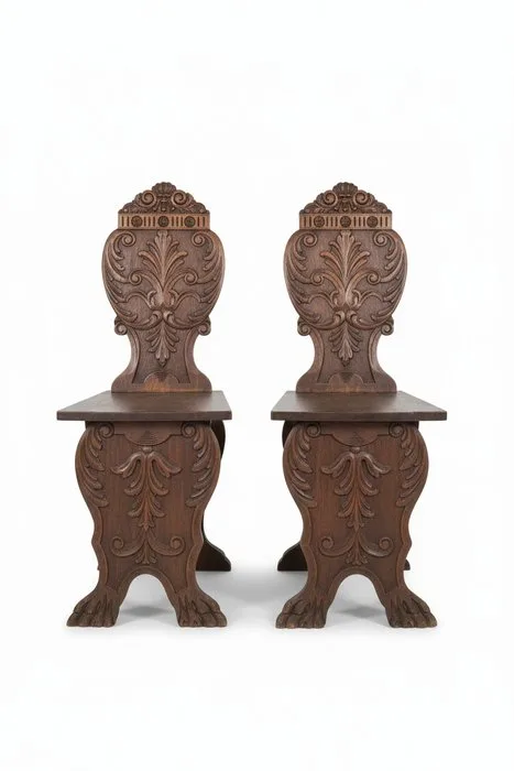 Chair (2) - Walnut - Hall chair, stool