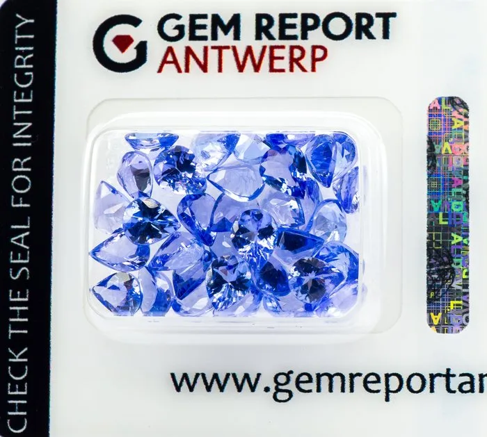 34 pcs Tanzanite - 9.72 ct - Gem Report Antwerp (GRA) - Violetish Blue/Violet