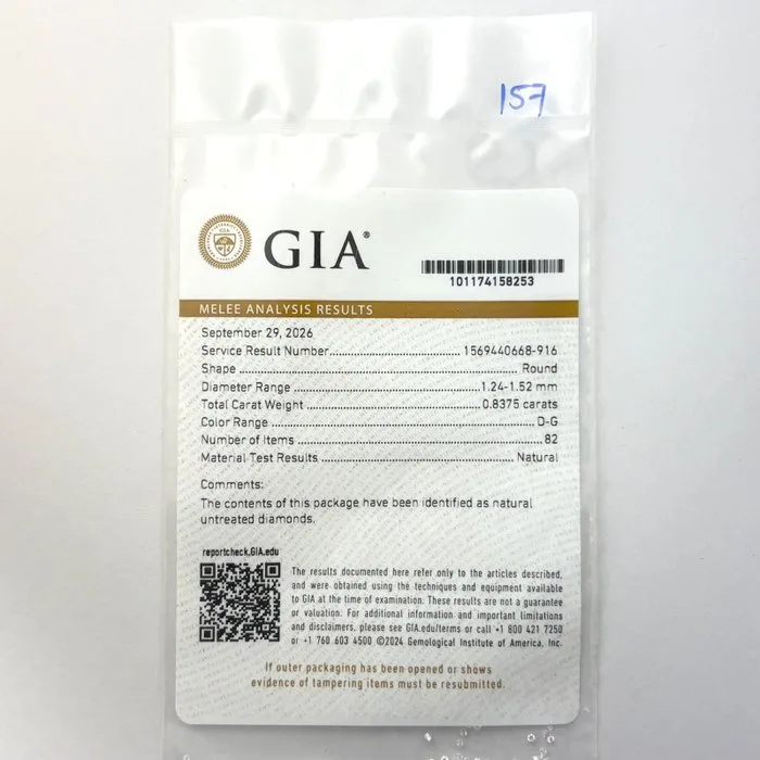 82 pcs Diamond (Natural) - 0.84 ct - Round - D (colourless), E, F, G - Not specified in lab report - Gemological Institute of America (GIA) - 1.24 mm - 1.52 mm