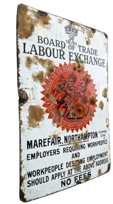Enamel sign - Labour Exchange employment office 1910