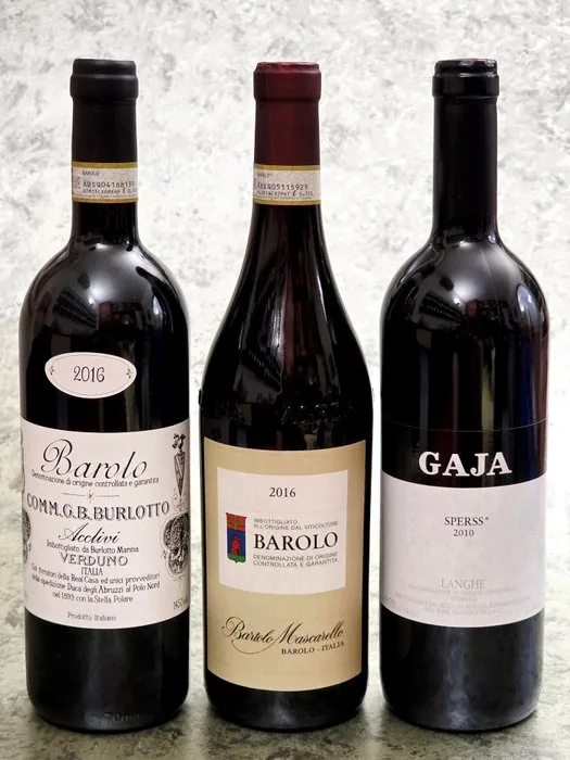 2016 Comm. G.B. Burlotto Acclivi, 2016 Bartolo Mascarello, 2016 Gaja Sperss - Barolo, Langhe DOCG, DOC - 3 Bottles (0.75L)