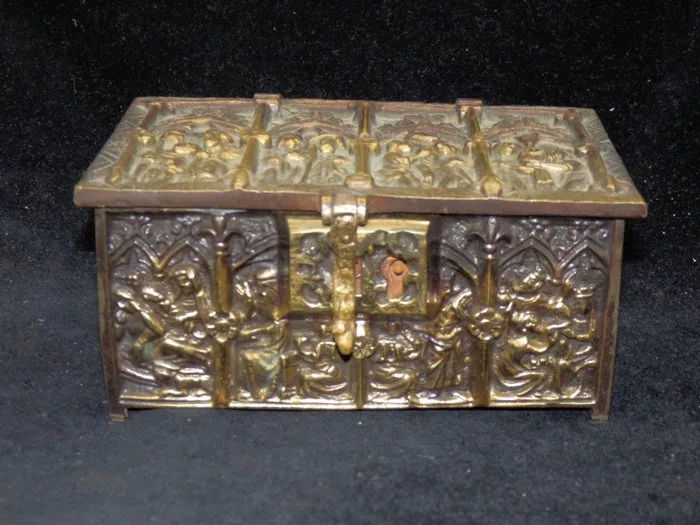 Antique Reliquary box - Bronze - 1900-1910 - Origineel Reliekkistje