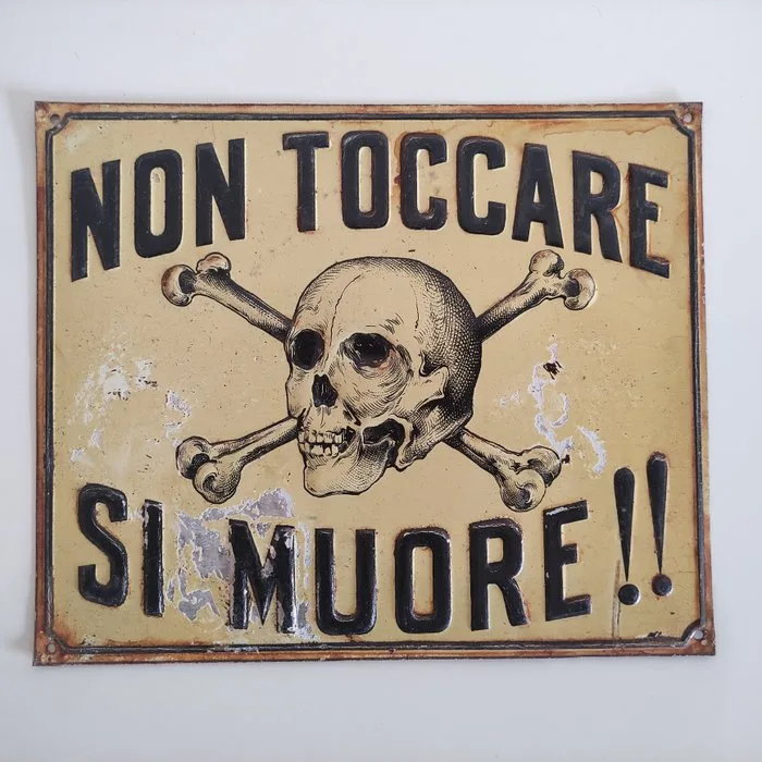 Skull Death Warning _ DO NOT TOUCH, YOU WILL DIE !! - Sign - Metal