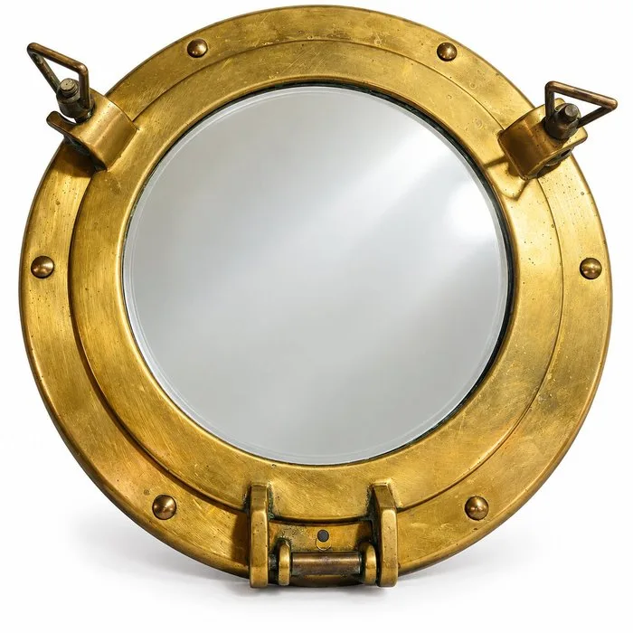Porthole - Ancien maritime de bateau miroir, yacht, authentique, nautique - Brass