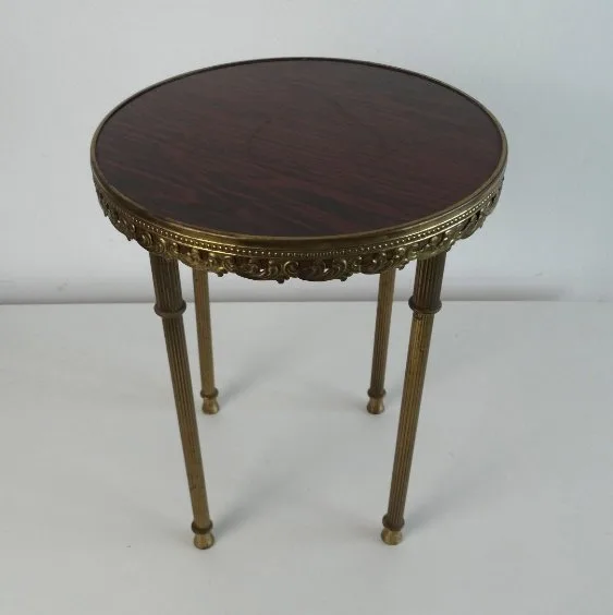 Side table - Brass, Wood - Brass side table