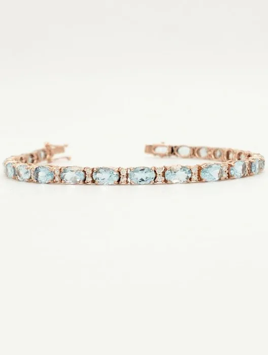 Bracelet - 18 kt. Rose gold Aquamarine - Diamond