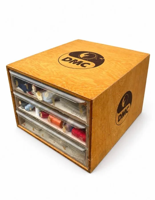 DMC - Sewing box - Wood, Plastic - Notions cabinet with three drawers – including contents