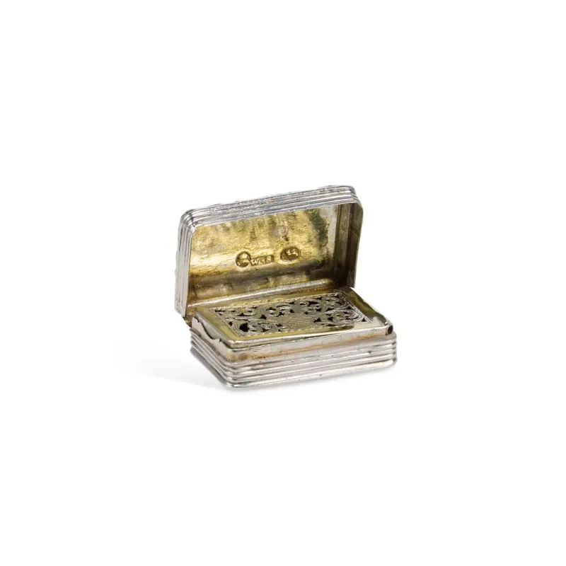A George IV Silver Vinaigrette maker's mark W.S., Birmingham 1825, of rectangular form with a hinged cover