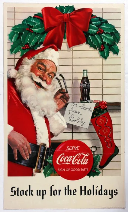 Haddon Sundblom - Coca-Cola - Affiche publicitaire vintage Noel Coca COLA - 1950s