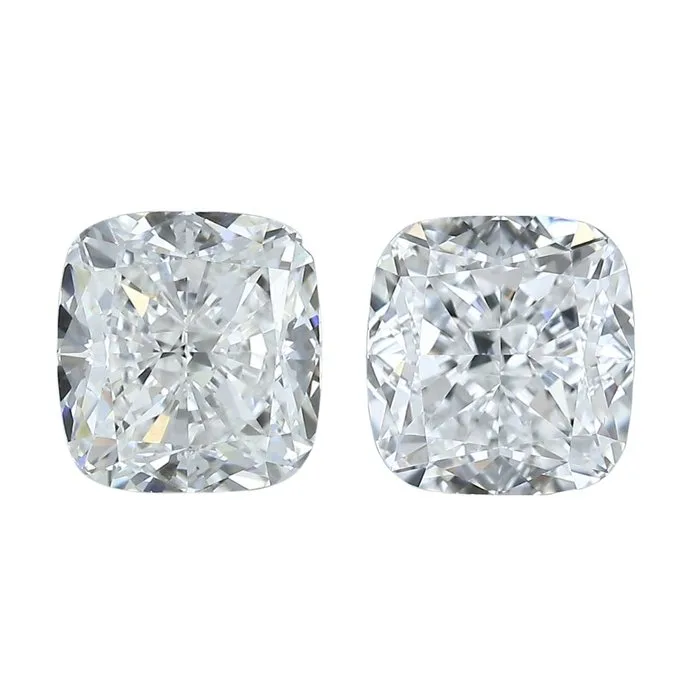 2 pcs Diamond (Natural) - 2.00 ct - Cushion - D (colourless) - VS1 - Gemological Institute of America (GIA) - GIA Certified Pair