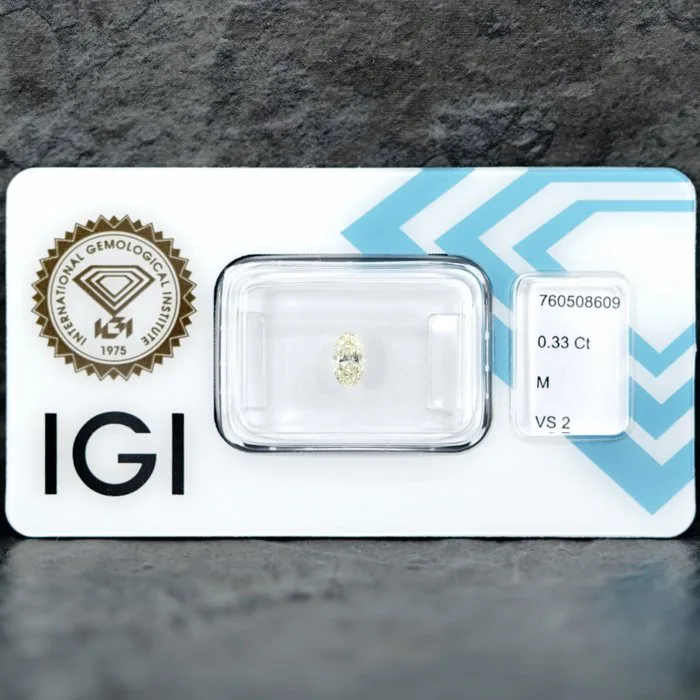 1 pcs Diamond (Natural) - 0.33 ct - Oval - M - VS2 - International Gemological Institute (IGI)