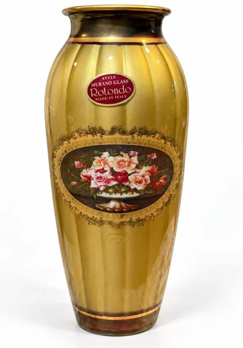 Rotondo Murano - Vase - Gold Floral Decorative Vase - Glass