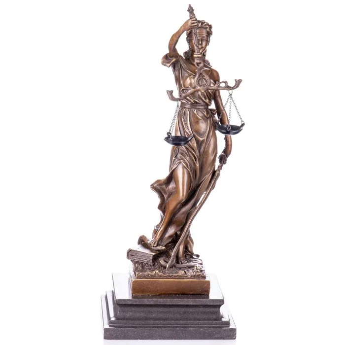 Figure - Bronzefigur „Justitia“ – klassische Darstellung der Göttin der Gerechtigkeit, ca. 34 cm - Bronze