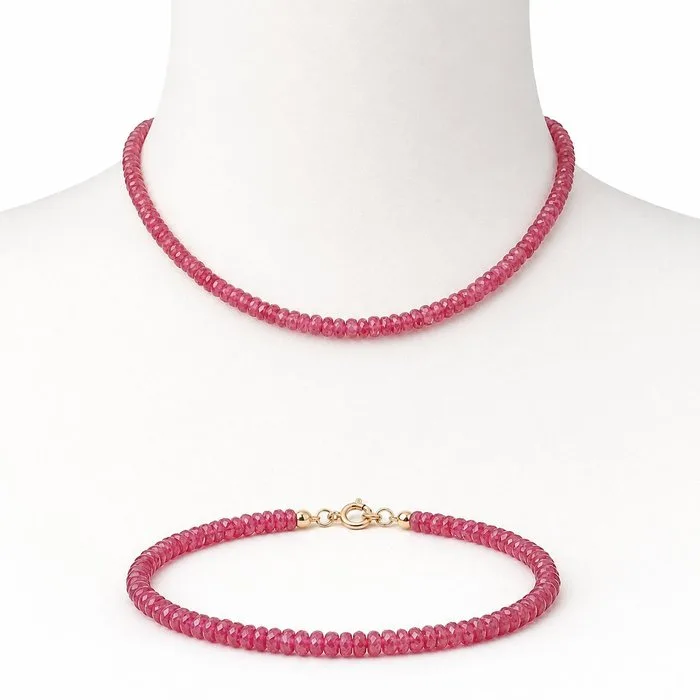 2 piece jewellery set - 18 kt. Yellow gold Tourmaline