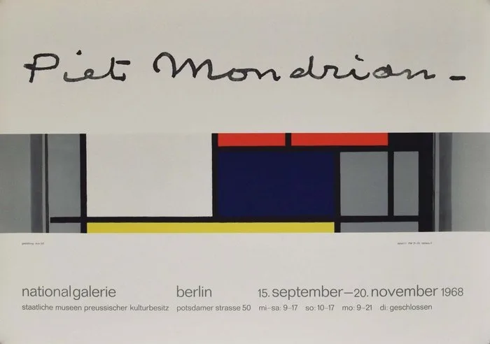 Max Bill - Piet Mondrian & Max Bill - Nationalgalerie Berlin (1968)Original Vintage Exhibition Poster