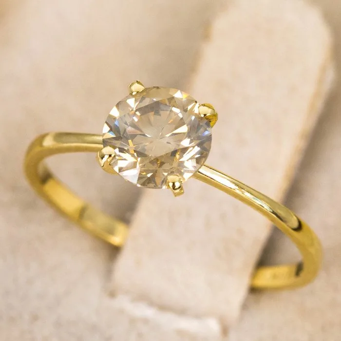 Ring - 14 kt. Yellow gold - 1.06ct. tw. Diamond (Natural coloured) - GWLab