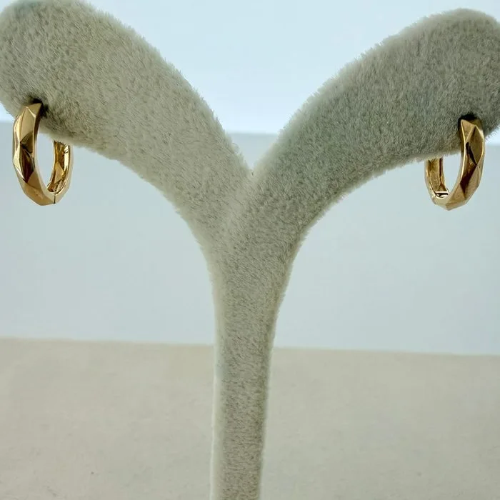 Earrings - 14 kt. Yellow gold - Faceted Hoop