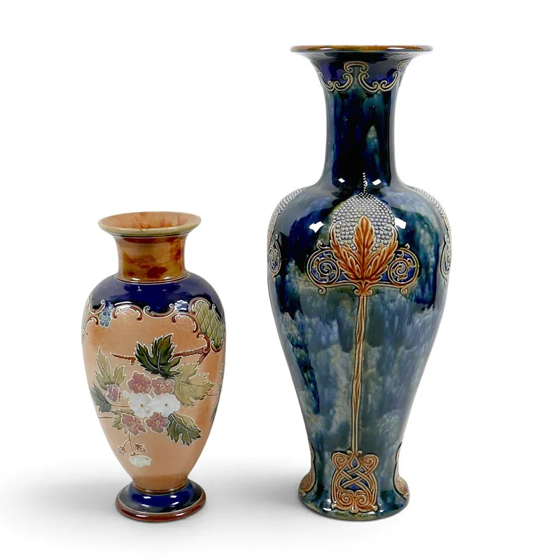 Two Royal Doulton Stoneware Baluster Vases
