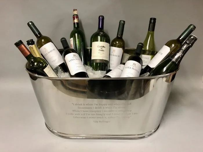 Wine cooler - Nickel plated-with engraved text fom Napoleon and Bollinger - fits 12 bottles