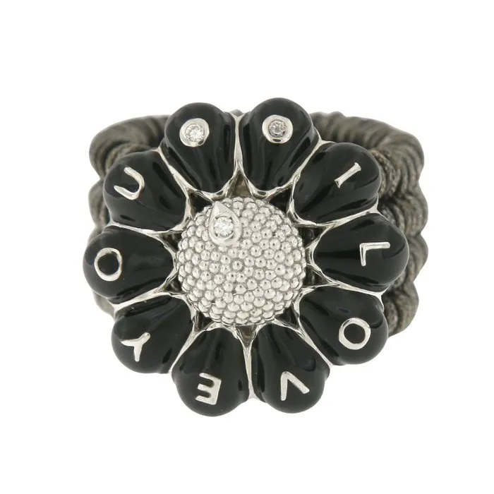 Other brand - Ring - Roberto Demeglio - 18 kt. Silver, Steel, White gold - 0.03ct. tw. - Diamond