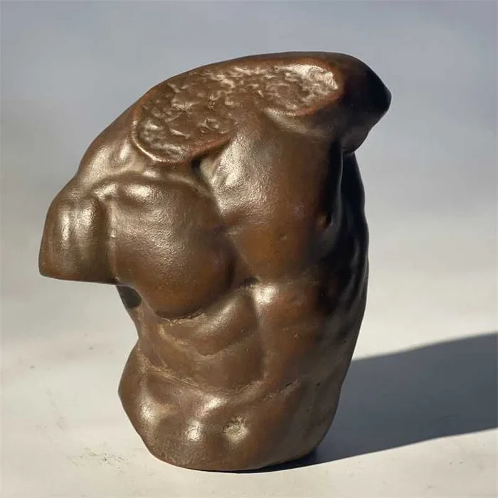 Sculpture, "Form and Muscle" — Cold Ceramic Male Torso Sculpture - 10.5 cm - Ceramic