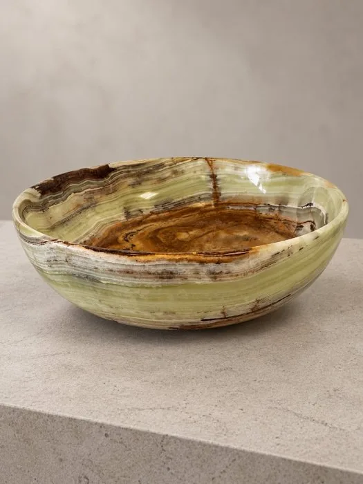 Platter - Pakistani green onyx – solid natural stone - Onyx - Luxury fruit bowl