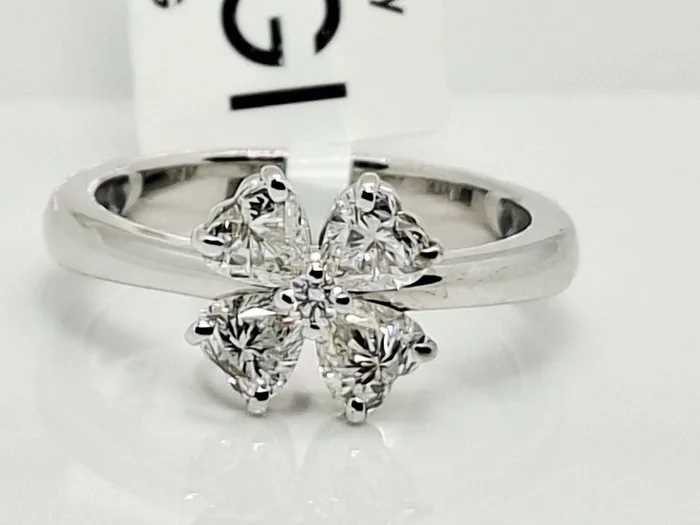 Cocktail ring - 18 kt. White gold - 1.01ct. tw. Diamond (Natural) - Diamond